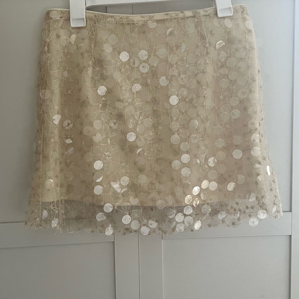 Elegant Cream Skirt with Sequin Details SEQUIN SKIRT